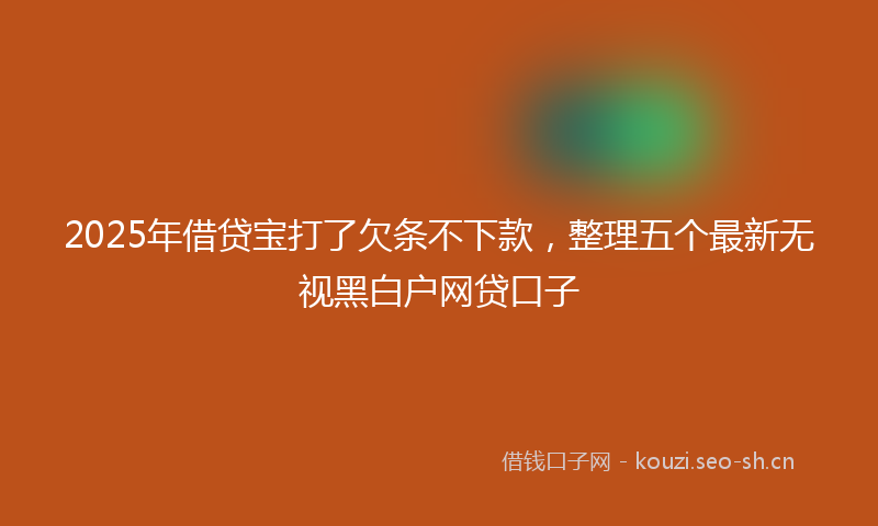 2025年借贷宝打了欠条不下款，整理五个最新无视黑白户网贷口子