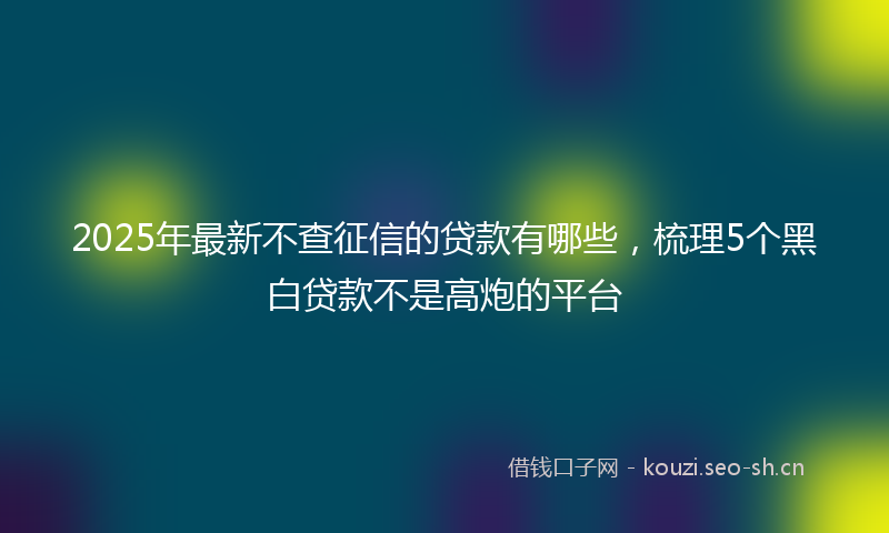 2025年最新不查征信的贷款有哪些，梳理5个黑白贷款不是高炮的平台