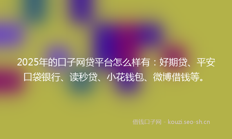 2025年的口子网贷平台怎么样有：好期贷、平安口袋银行、读秒贷、小花钱包、微博借钱等。