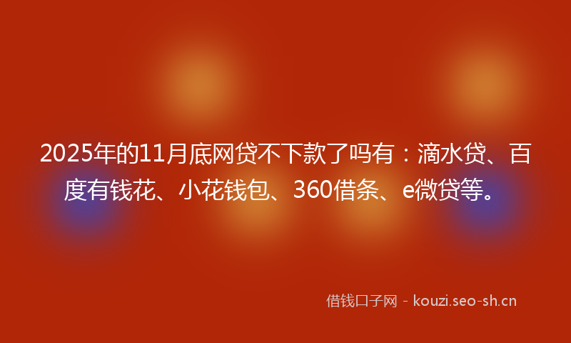 2025年的11月底网贷不下款了吗有：滴水贷、百度有钱花、小花钱包、360借条、e微贷等。
