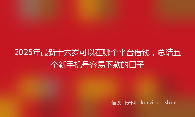 2025年最新十六岁可以在哪个平台借钱，总结五个新手机号容易下款的口子