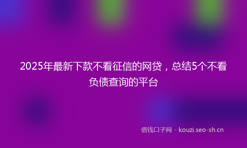 2025年最新下款不看征信的网贷，总结5个不看负债查询的平台