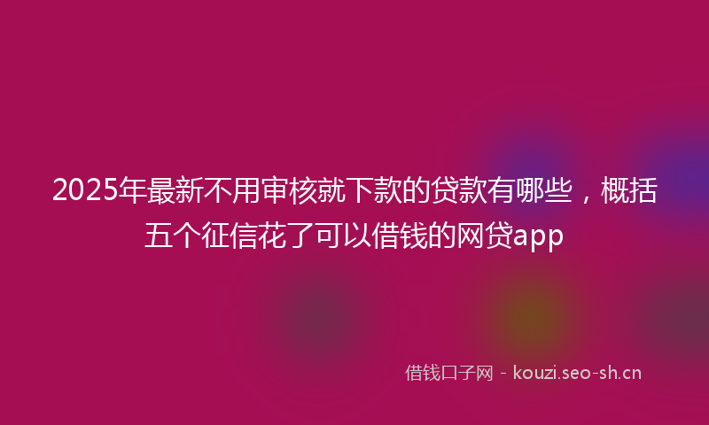 2025年最新不用审核就下款的贷款有哪些，概括五个征信花了可以借钱的网贷app
