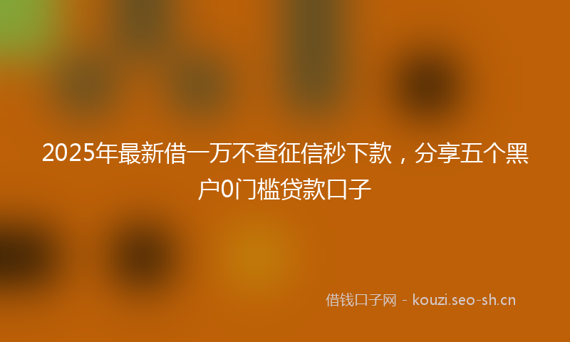 2025年最新借一万不查征信秒下款，分享五个黑户0门槛贷款口子