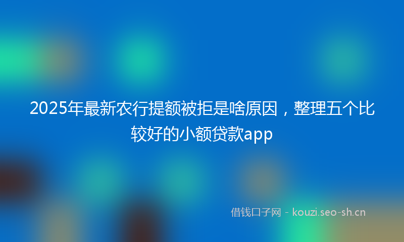 2025年最新农行提额被拒是啥原因，整理五个比较好的小额贷款app