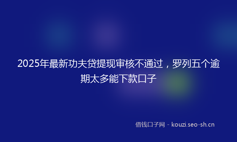 2025年最新功夫贷提现审核不通过，罗列五个逾期太多能下款口子