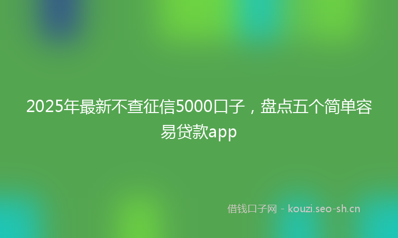 2025年最新不查征信5000口子,盘点五个简单容易贷款app