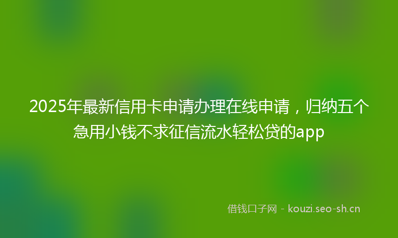 2025年最新信用卡申请办理在线申请，归纳五个急用小钱不求征信流水轻松贷的app