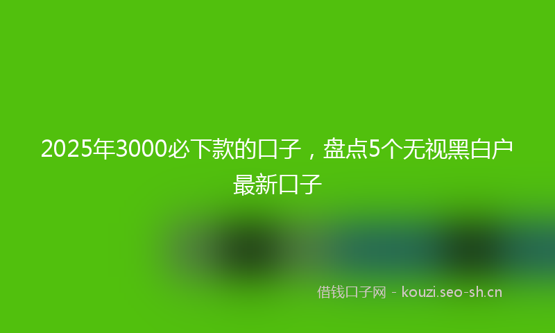 2025年3000必下款的口子，盘点5个无视黑白户最新口子