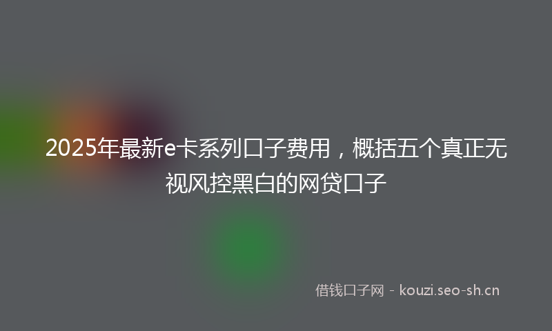 2025年最新e卡系列口子费用，概括五个真正无视风控黑白的网贷口子