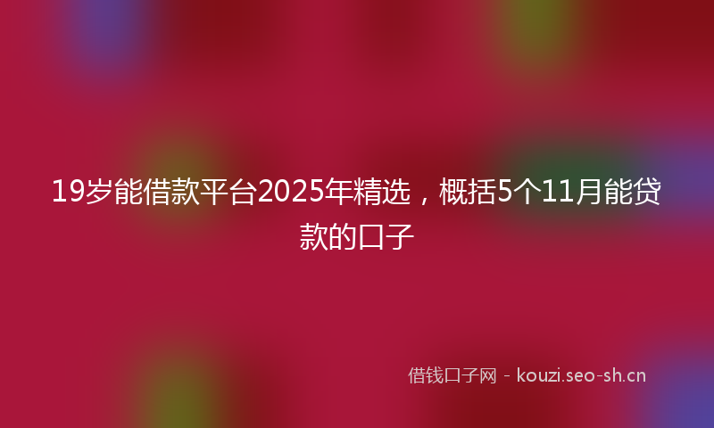 19岁能借款平台2025年精选，概括5个11月能贷款的口子
