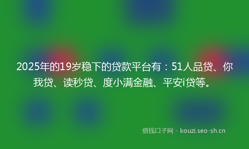 2025年的19岁稳下的贷款平台有：51人品贷、你我贷、读秒贷、度小满金融、平安i贷等。
