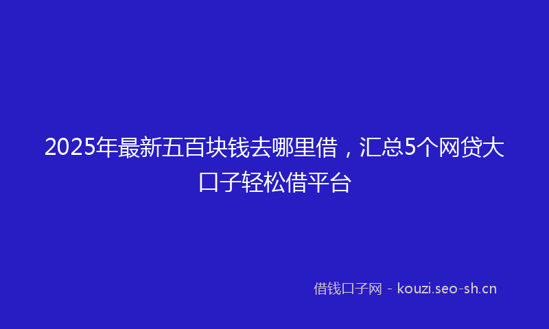 2025年最新五百块钱去哪里借，汇总5个网贷大口子轻松借平台