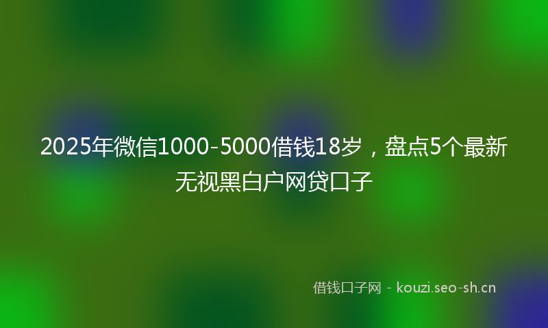 2025年微信1000-5000借钱18岁，盘点5个最新无视黑白户网贷口子