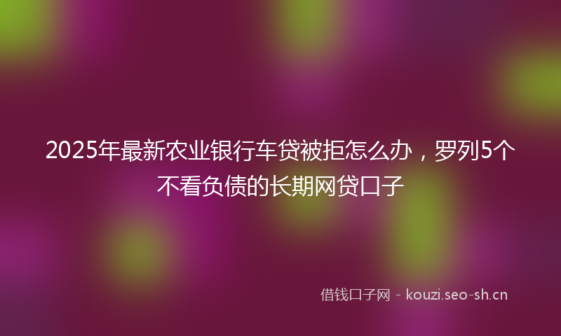 2025年最新农业银行车贷被拒怎么办，罗列5个不看负债的长期网贷口子