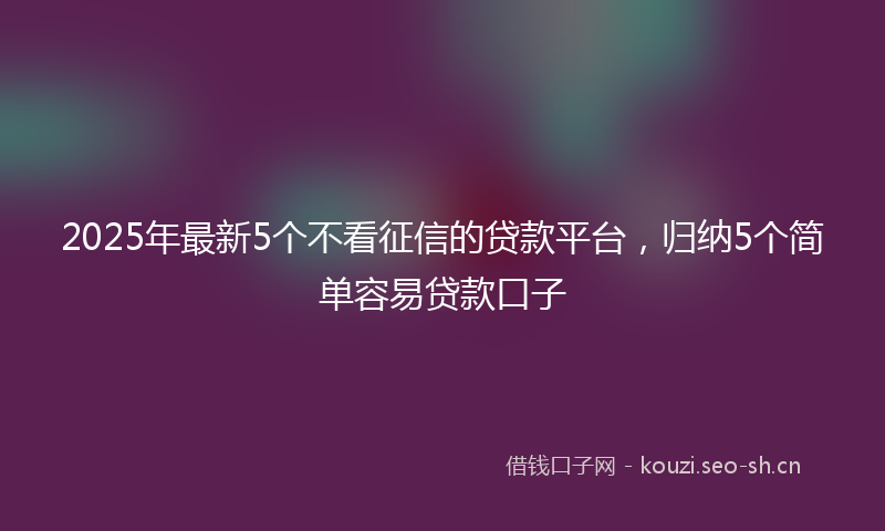 2025年最新5个不看征信的贷款平台，归纳5个简单容易贷款口子