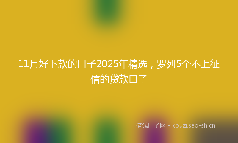 11月好下款的口子2025年精选,罗列5个不上征信的贷款口子