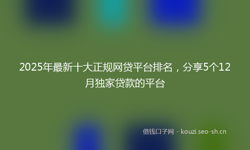 2025年最新十大正规网贷平台排名，分享5个12月独家贷款的平台