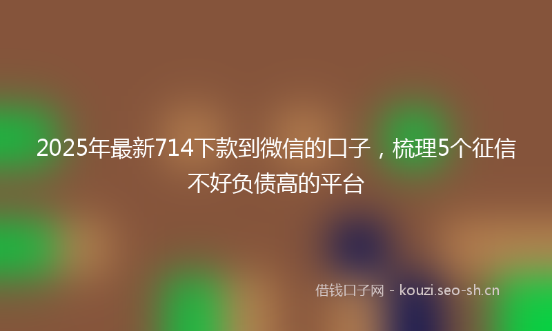 2025年最新714下款到微信的口子，梳理5个征信不好负债高的平台