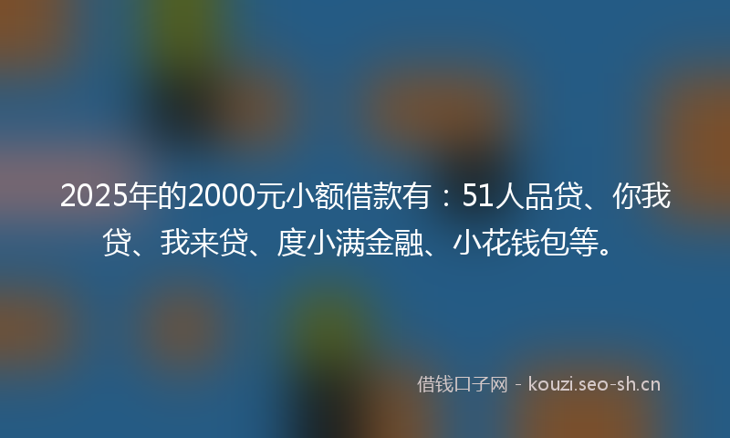 2025年的2000元小额借款有：51人品贷、你我贷、我来贷、度小满金融、小花钱包等。
