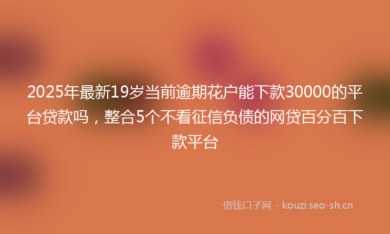 2025年最新19岁当前逾期花户能下款30000的平台贷款吗，整合5个不看征信负债的网贷百分百下款平台