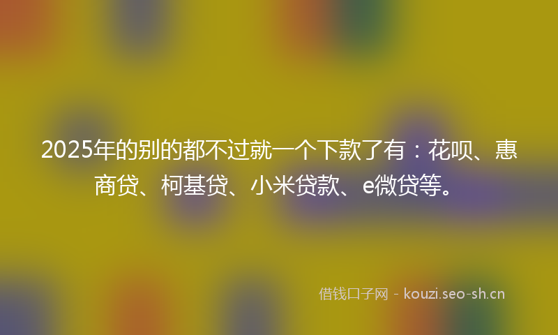 2025年的别的都不过就一个下款了有：花呗、惠商贷、柯基贷、小米贷款、e微贷等。