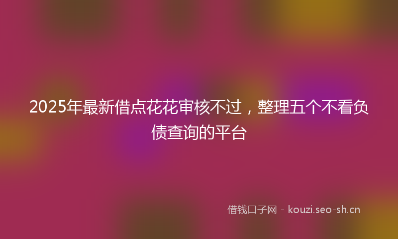 2025年最新借点花花审核不过，整理五个不看负债查询的平台