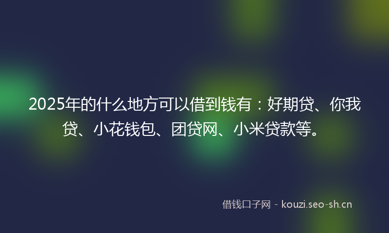 2025年的什么地方可以借到钱有：好期贷、你我贷、小花钱包、团贷网、小米贷款等。
