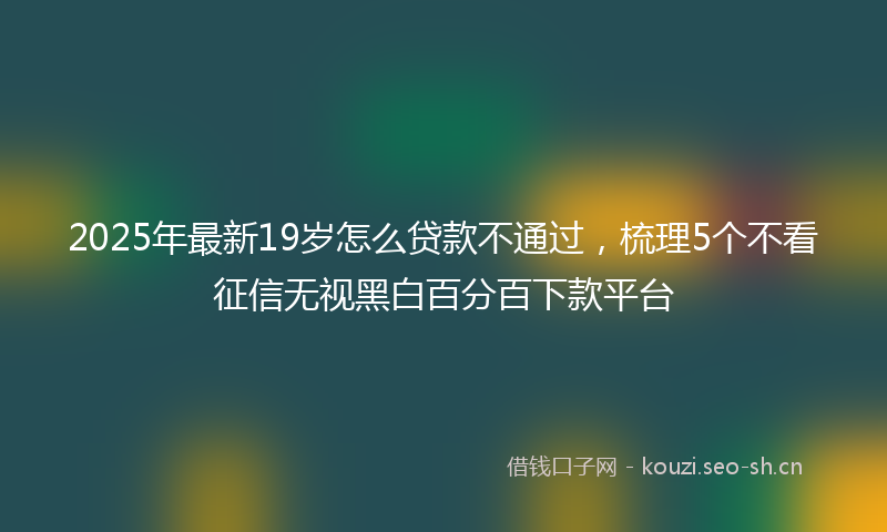 2025年最新19岁怎么贷款不通过，梳理5个不看征信无视黑白百分百下款平台