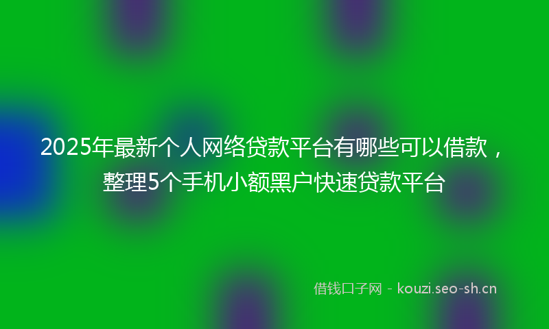 2025年最新个人网络贷款平台有哪些可以借款，整理5个手机小额黑户快速贷款平台