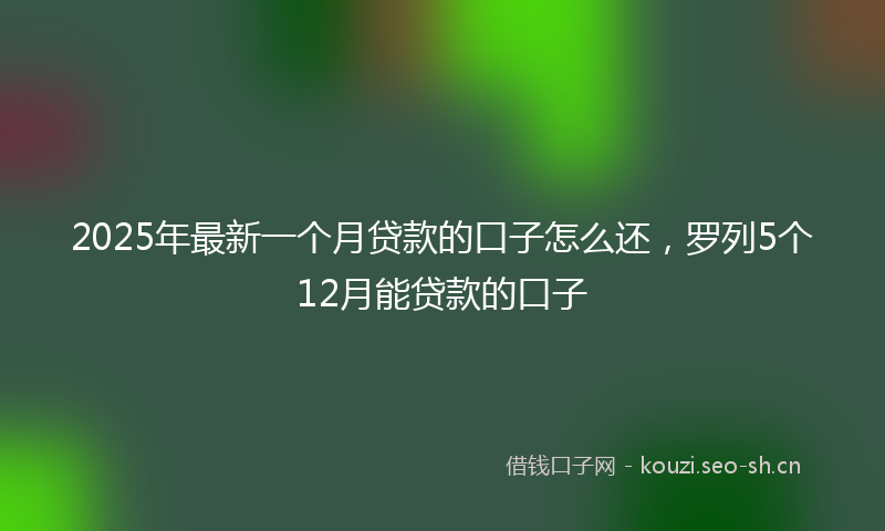 2025年最新一个月贷款的口子怎么还，罗列5个12月能贷款的口子