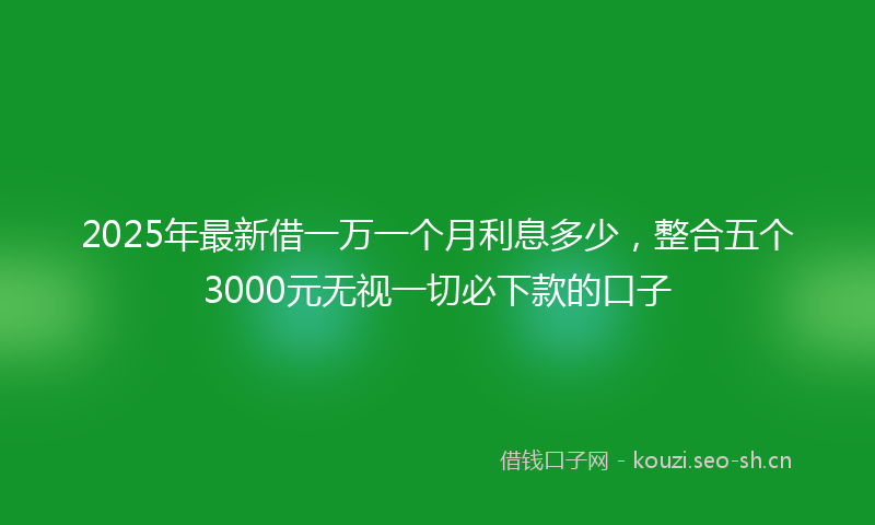2025年最新借一万一个月利息多少，整合五个3000元无视一切必下款的口子