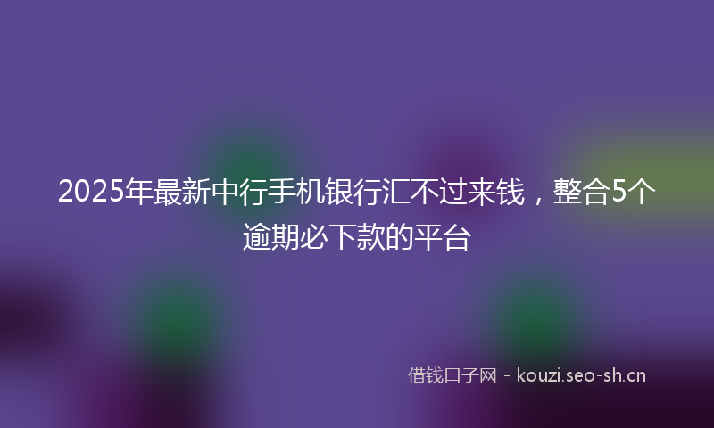 2025年最新中行手机银行汇不过来钱，整合5个逾期必下款的平台