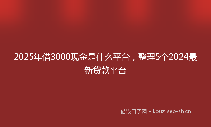 2025年借3000现金是什么平台，整理5个2024最新贷款平台