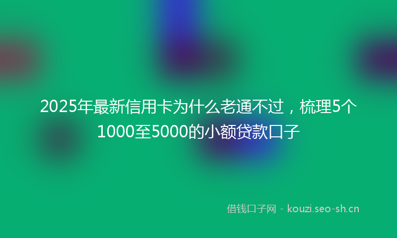 2025年最新信用卡为什么老通不过,梳理5个1000至5000的小额贷款口子