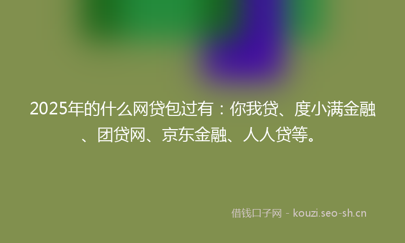 2025年的什么网贷包过有：你我贷、度小满金融、团贷网、京东金融、人人贷等。