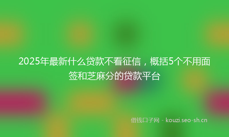 2025年最新什么贷款不看征信，概括5个不用面签和芝麻分的贷款平台