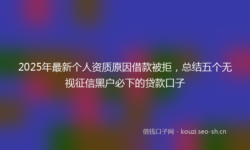 2025年最新个人资质原因借款被拒，总结五个无视征信黑户必下的贷款口子