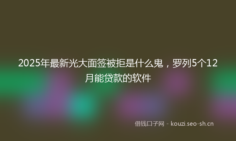 2025年最新光大面签被拒是什么鬼，罗列5个12月能贷款的软件