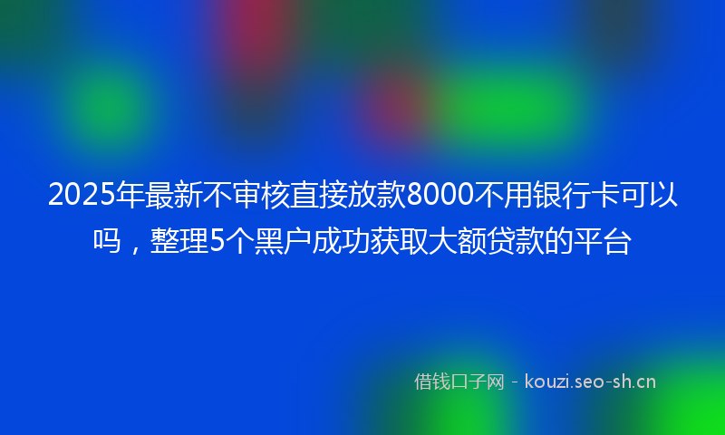 2025年最新不审核直接放款8000不用银行卡可以吗，整理5个黑户成功获取大额贷款的平台