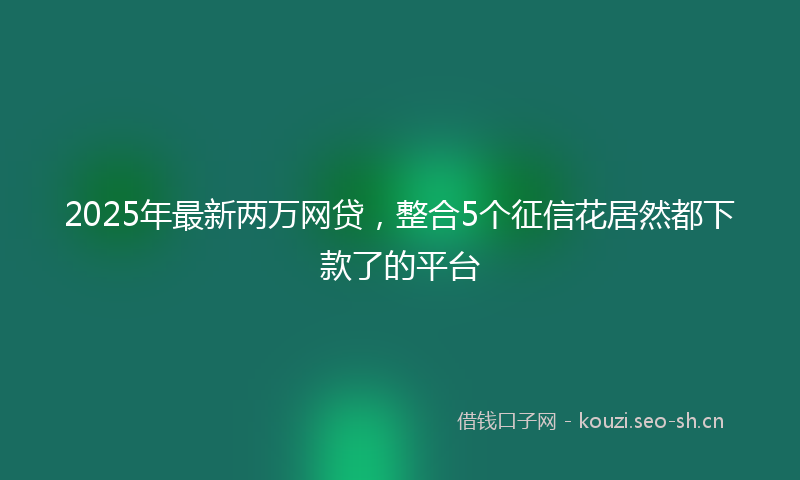 2025年最新两万网贷，整合5个征信花居然都下款了的平台