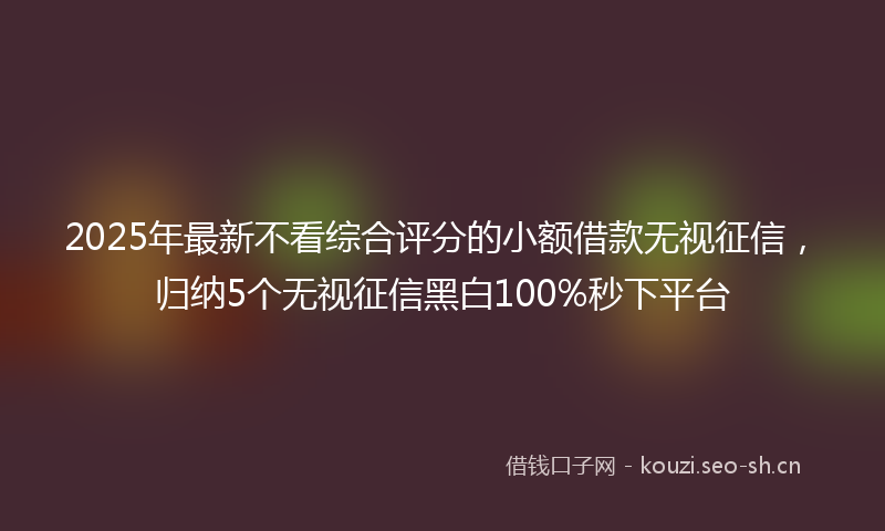 2025年最新不看综合评分的小额借款无视征信，归纳5个无视征信黑白100%秒下平台