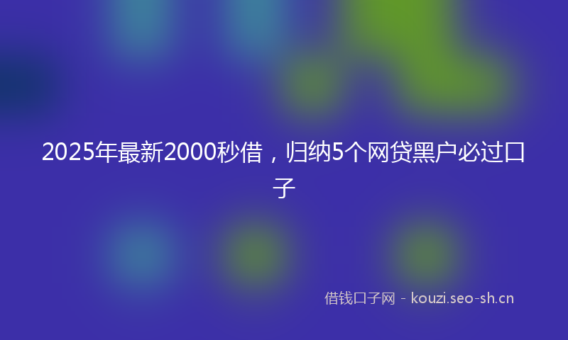 2025年最新2000秒借，归纳5个网贷黑户必过口子