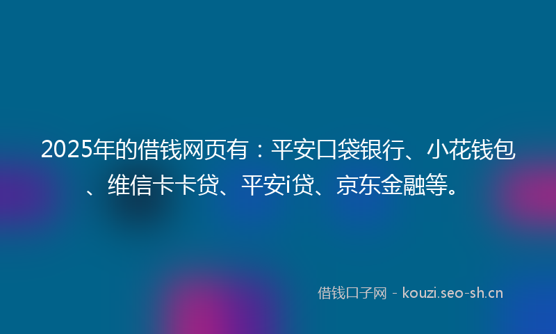 2025年的借钱网页有：平安口袋银行、小花钱包、维信卡卡贷、平安i贷、京东金融等。