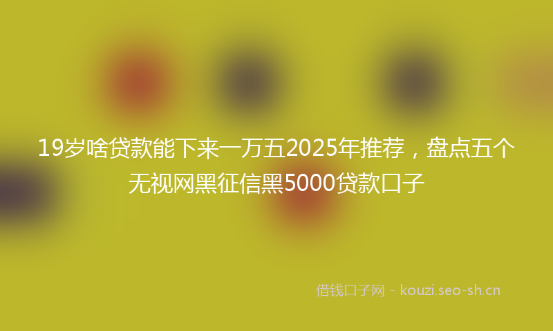 19岁啥贷款能下来一万五2025年推荐，盘点五个无视网黑征信黑5000贷款口子