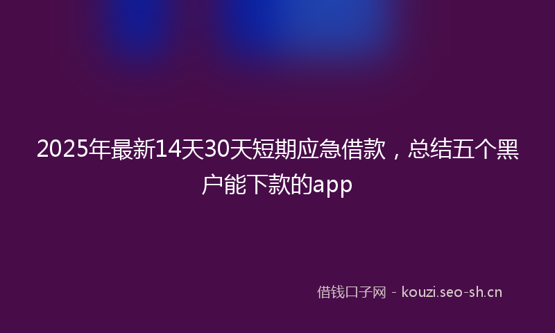 2025年最新14天30天短期应急借款，总结五个黑户能下款的app