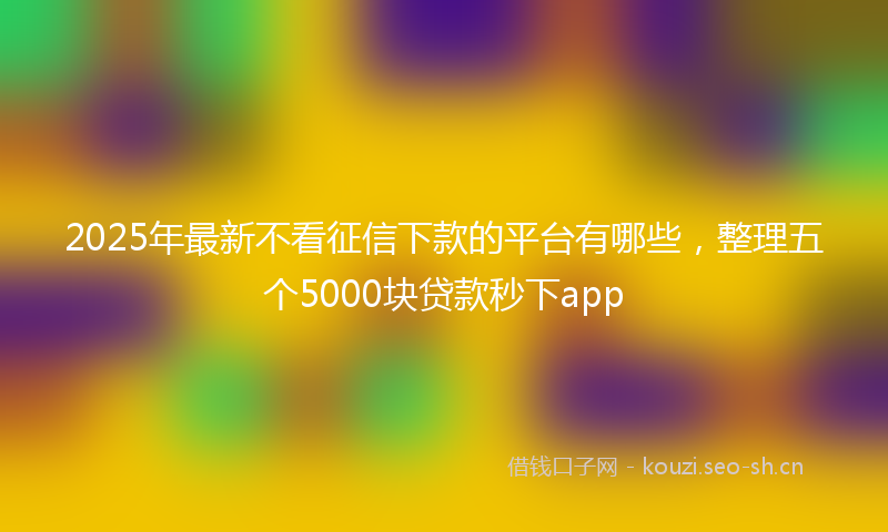 2025年最新不看征信下款的平台有哪些，整理五个5000块贷款秒下app