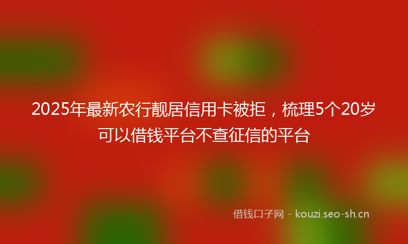 2025年最新农行靓居信用卡被拒,梳理5个20岁可以借钱平台不查征信的平台