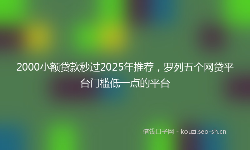2000小额贷款秒过2025年推荐，罗列五个网贷平台门槛低一点的平台