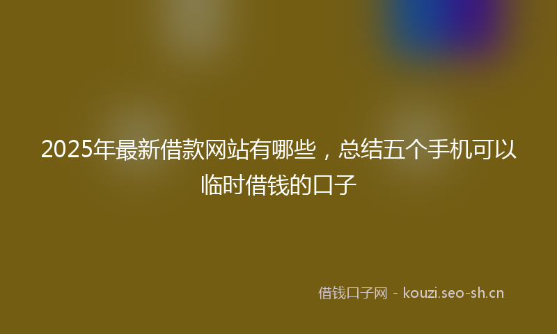 2025年最新借款网站有哪些，总结五个手机可以临时借钱的口子